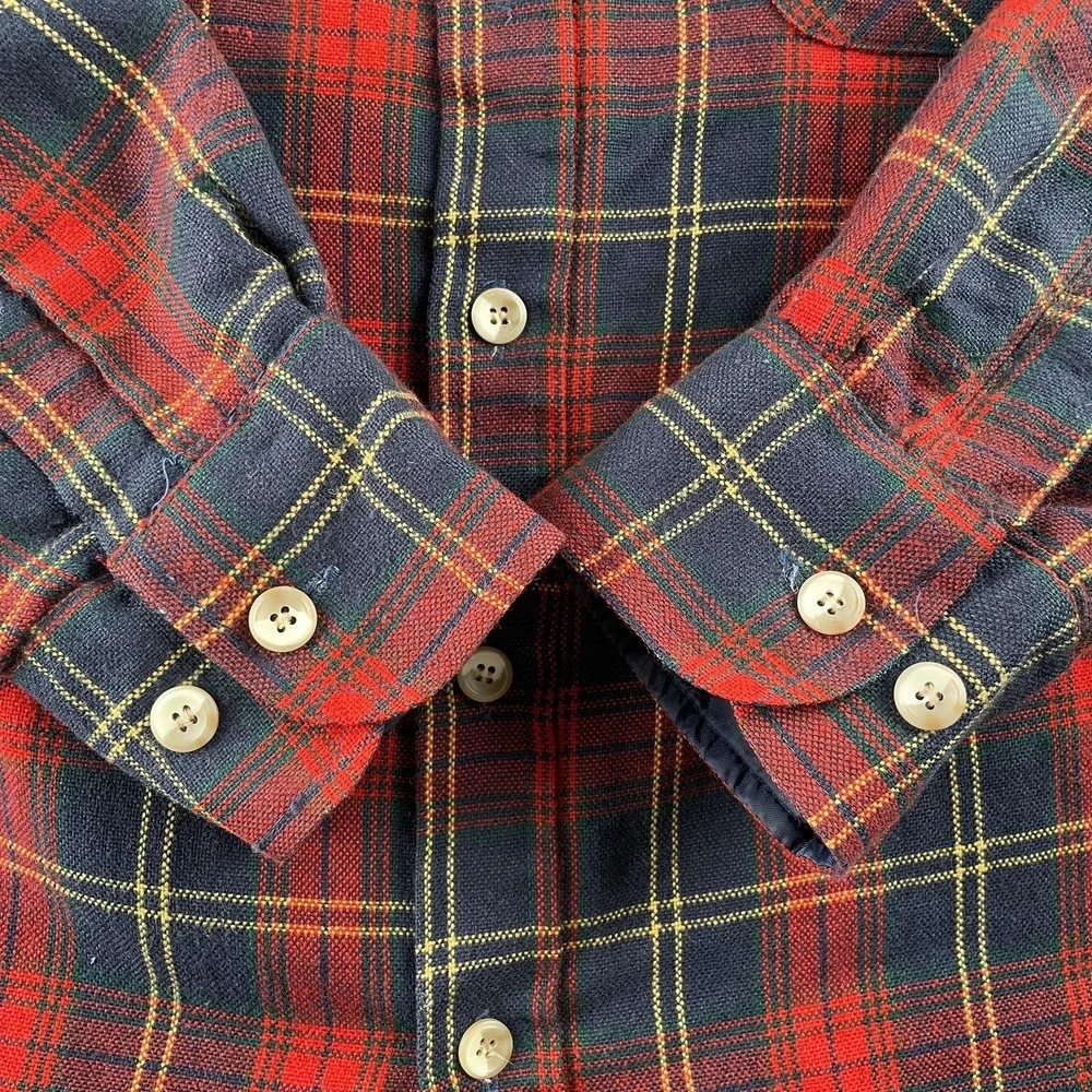 Vintage Tarleton Jacket Mens M Red‎ Navy Plaid Flannel Quilted Lined Padded 90s